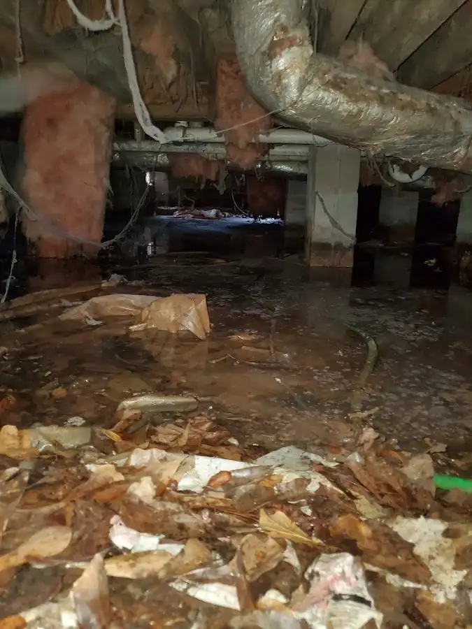 Crawl space flood assessment for Commercial Water Damage Restoration in Stoughton